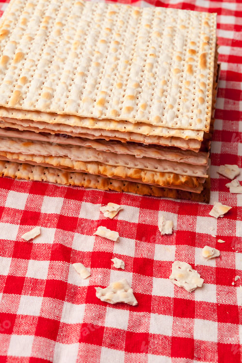 Preview: matzo flatbread for Jewish high holiday celebrations on the table