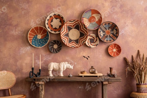 Preview: The stylish ethnic compostion at living room interior