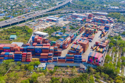 Preview: Shipping container site loading in logistic port warehouse storage business import and export goods
