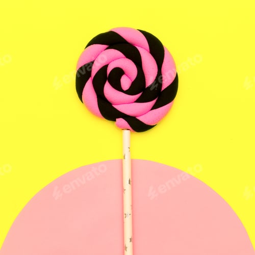 Preview: Candy Lolipop art. Sweet Vanilla Mood. Flatlay Design