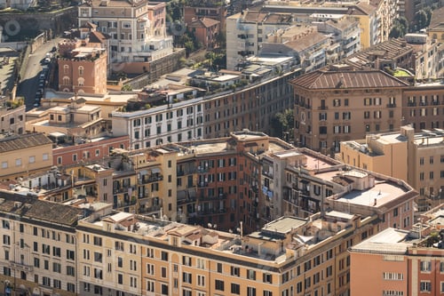 Preview: Traditional buildings facades in Rome city center. from above Italy