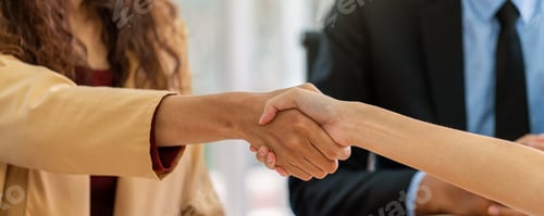 Preview: Banner of Closeup handshake when interview between Young Asian woman