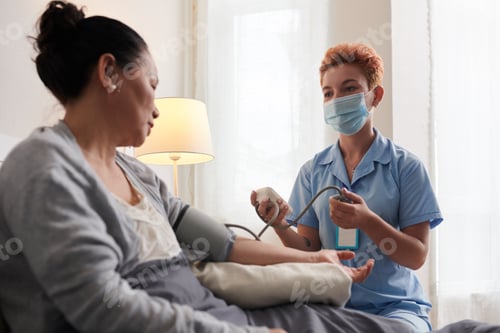 Preview: Caregiver caring about senior woman