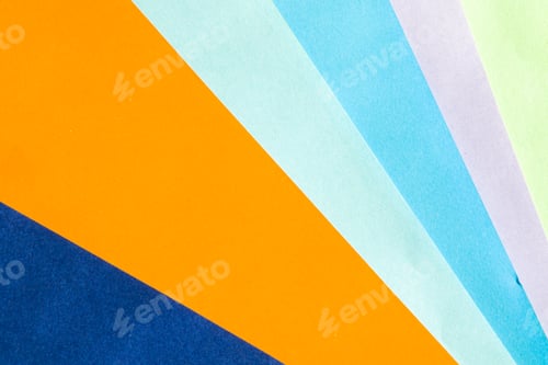 Visualização: Fundo de papel colorido, cartão de papel e figuras geométricas, cor pastel