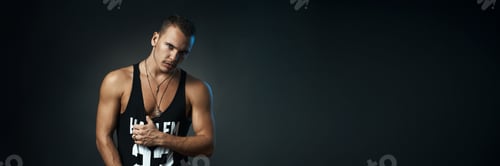 Preview: Confident Man with Copy Space Wide Banner