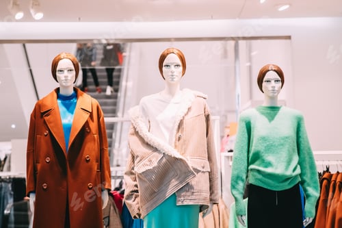 Preview: Mannequins Dressed In Female Woman Casual Clothes In Store Of Sh