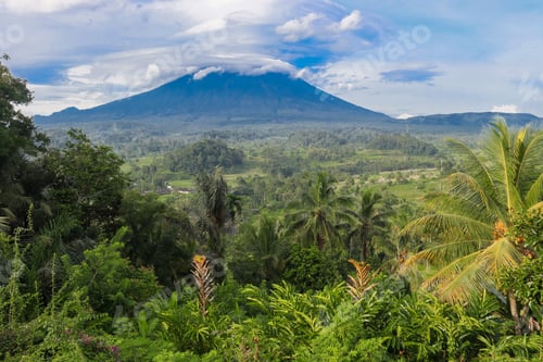 Preview: View of the Agung volcano. Beautiful Indonesia.
