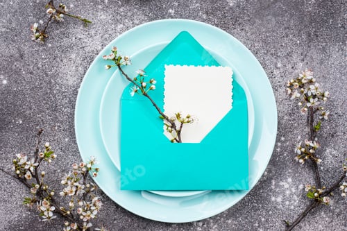Preview: Spring table setting with envelope