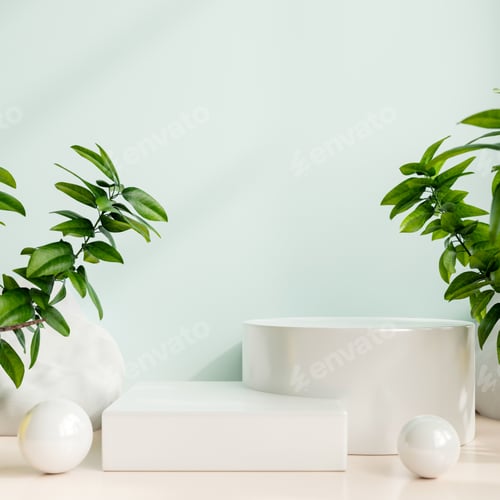 Preview: Podium mockup display with for product presentation.