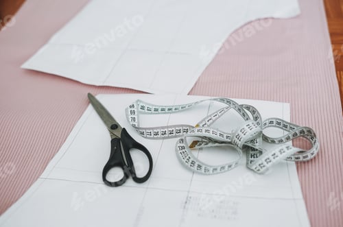 Preview: hobby, sewing, machine, fabric, working process, scissors, marker, measuring tape, pattern