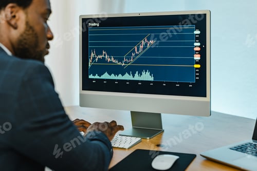 Preview: Man Analyzing Stock Market Data on Computer