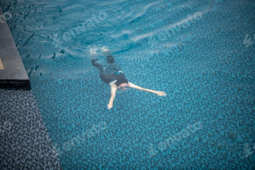 Preview: Asian woman lifestyle with summer water, young female girl wearing swim ware to swimming