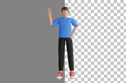 Preview: Man with Victory Sign 3D Illustration