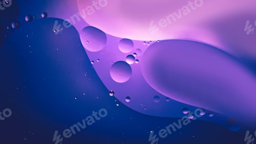 Preview: oil with bubbles on neon background. Abstract space background