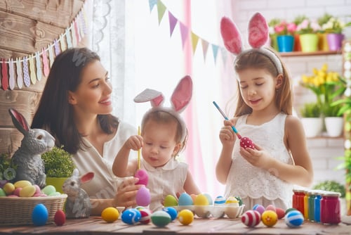 Preview: family preparing for Easter