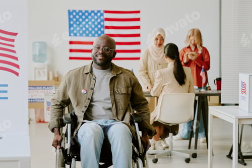 Preview: Black Voter With Disability At Polling Station
