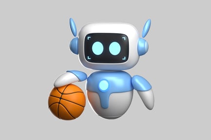 Preview: Cute 3D Basketball Robot Holding Ball