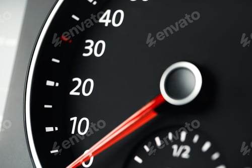 Preview: Closeup view of modern electronic car speedometer