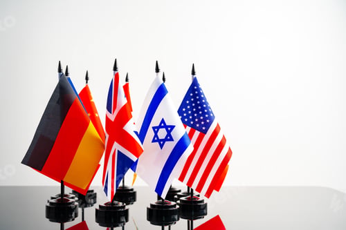 Preview: Lots of small national flags on table