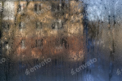 Preview: background of water droplets on the window glass