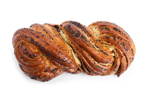 Preview: Fresh delicious sweet pastry on white background, top view