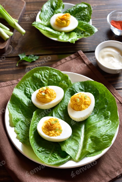 Preview: Deviled eggs with paprika, mustard and mayonnaise
