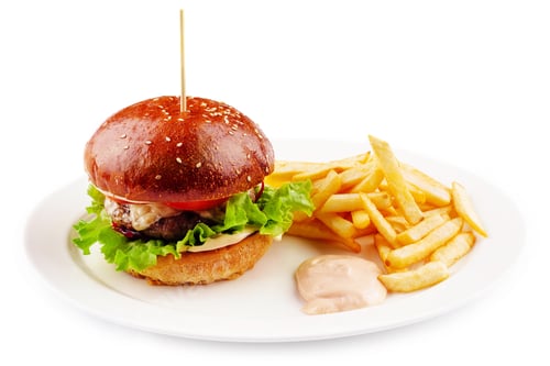 Preview: Classic beef burger with cheese and french fries