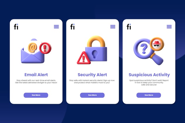 3D UI Alert Notification Icons 3D, Incl. warning & info - Envato