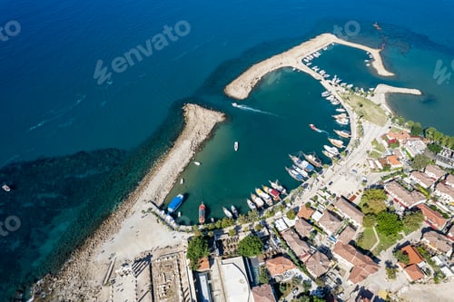 Preview: Aerial view of ancient Side town, Antalya Province, Turkey