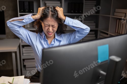 Preview: Company employees working overtime after work, working overtime after working hours due to heavy wor