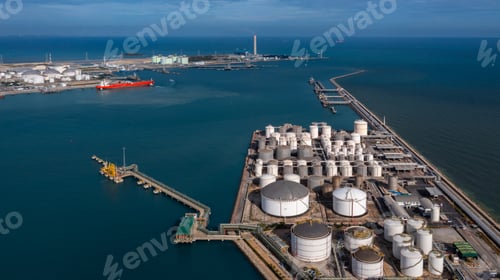 Preview: Aerial view oil and gas depot industrial facility for storage logistic petrochemical product.