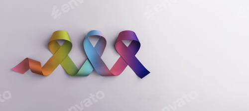 Preview: World Autism Day Concepts. Rainbow Color Ribbon on White background. Autism Awareness Day