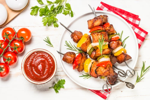 Preview: Shish kebab at skewers with vegetable