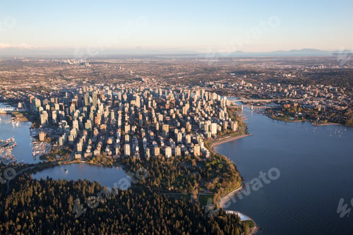 Preview: Aerial View of Vancouver Downtown. Modern Cityscape on West Coast