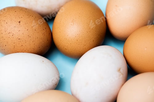 Preview: Closeup of fresh organic various eggs
