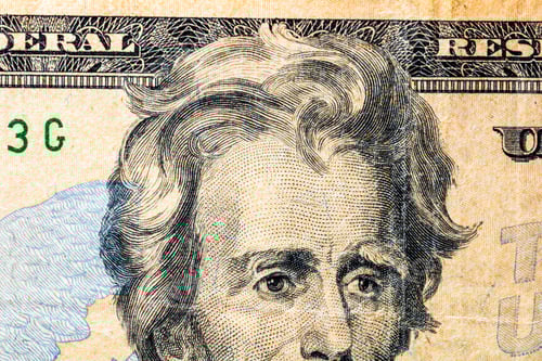 Preview: Closeup of USD banknote details - world money, inflation and economy concept