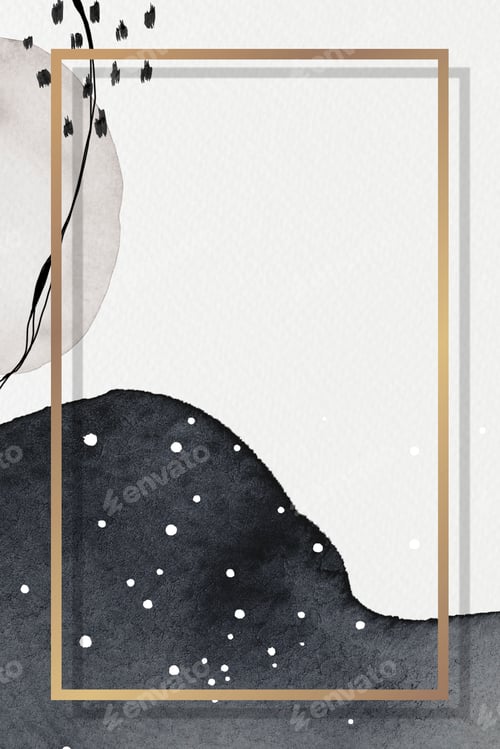 Preview: Gold frame on watercolor patterned background mockup
