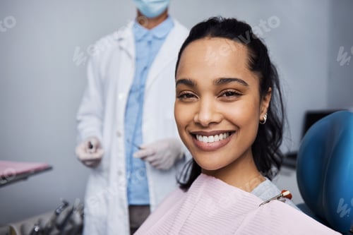 Preview: Portrait of a young woman having dental work done on her teeth