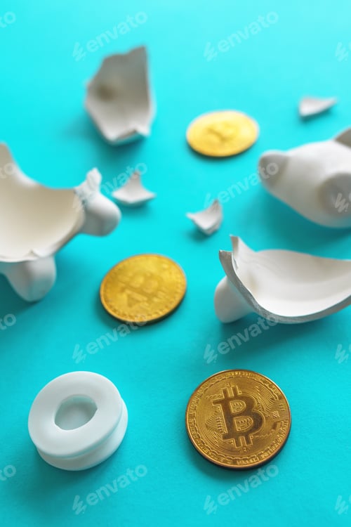 Preview: Bitcoin and broken piggy coin bank