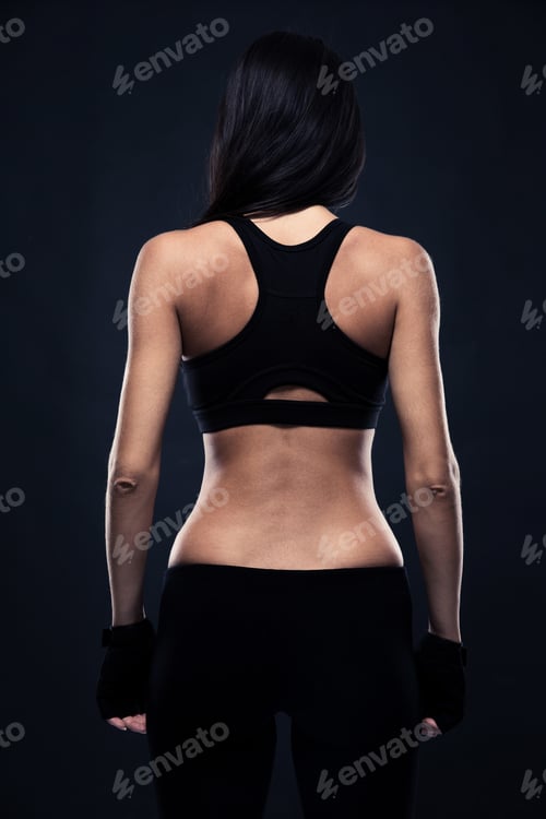 Preview: Back view portrait of a fitness woman