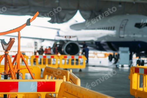 Preview: Aircraft engine maintenance in hangar, repairing