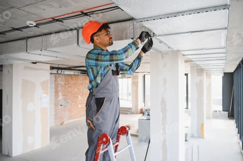 Preview: Arab installing ventilation system on construction site