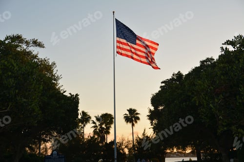 Preview: American flag at a beach in Florida