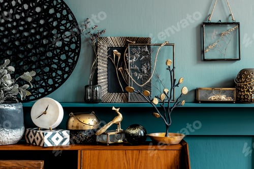 Preview: Stylish and retro composition of elegant personal accessories and beautiful decorations.