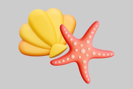 Preview: Vibrant 3D Seashell And Starfish