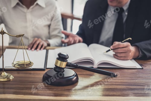 Preview: Male lawyer or judge consult having team meeting with Businesswoman client