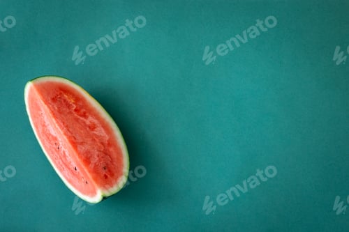 Preview: Fresh watermelon on blue background isolated, flat lay.