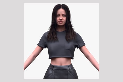 Preview: Woman: T-Shirt & Leather Skirt Outfit