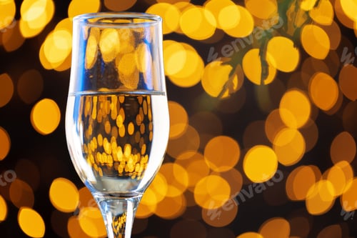 Preview: Glass goblet of Champagne wine close up