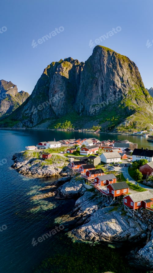 Preview: Coastal Village Nestled in the Lofoten Mountains, Norway, Hamnoy Lofoten Norway